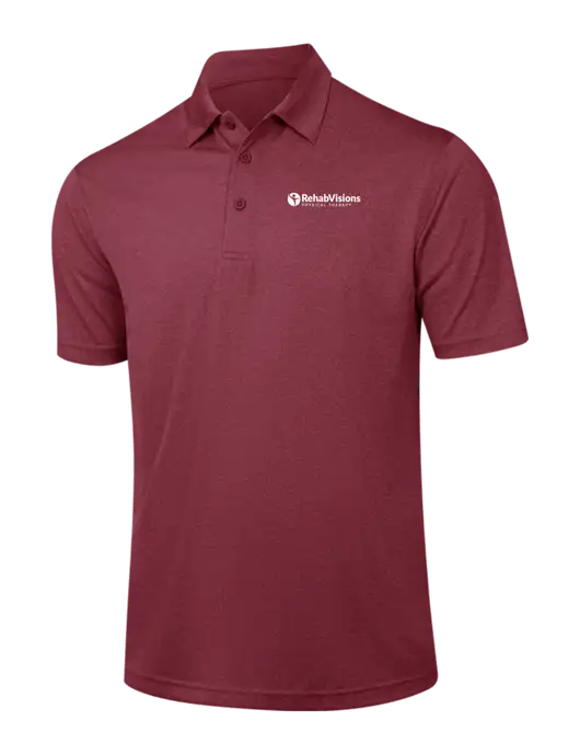 Cardinal Heather Contender Polo w/RV Physical Therapy Logo