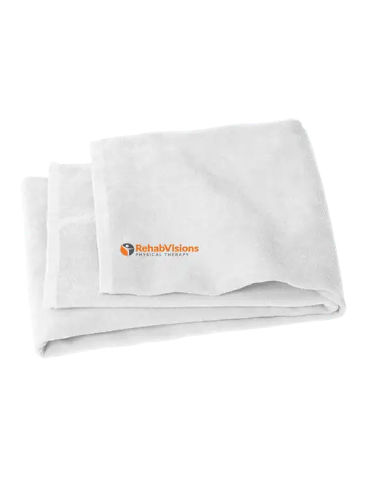 White Beach Towel w/RV Physical Therapy Logo