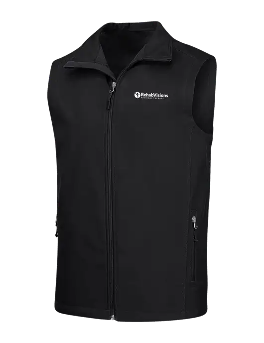 Black Core Soft Shell Vest w/RV Physical Therapy Logo