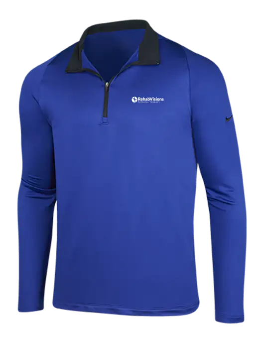 NIKE Deep Royal/Black Dry-Fit Stretch 1/2 Zip Cover-Up w/RV Physical Therapy Logo