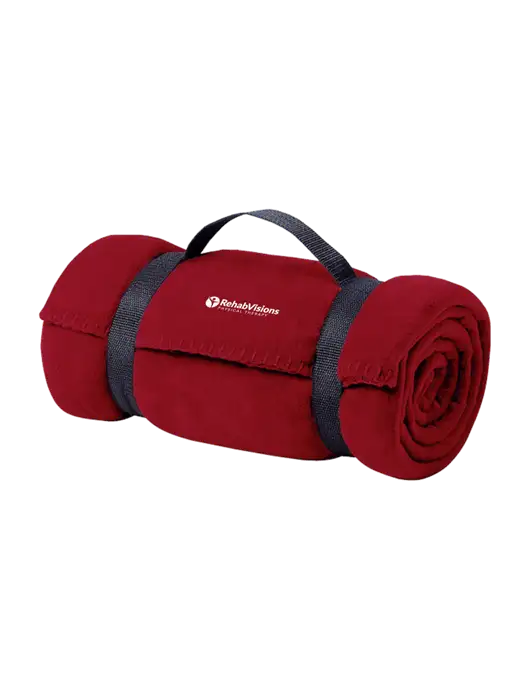 Casual Red Fleece Blanket With Strap w/RV Physical Therapy Logo