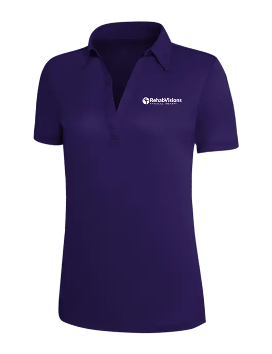 Purple Silk Touch Womens Performance Polo w/RV Physical Therapy Logo