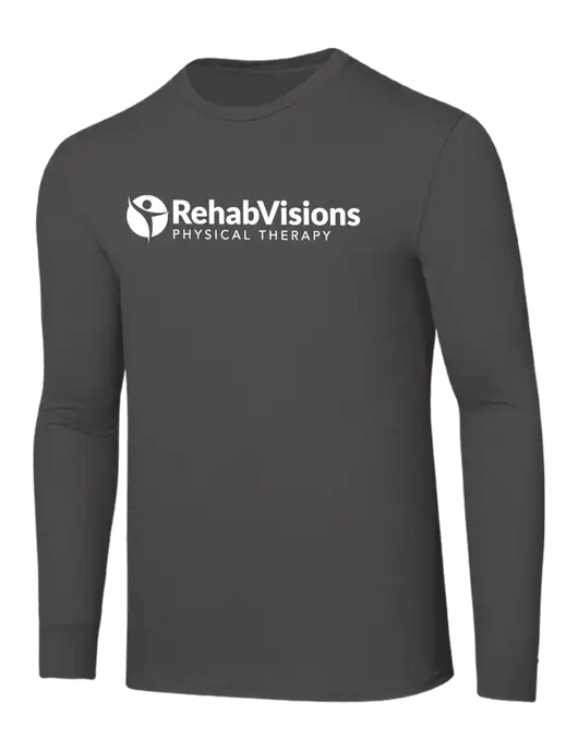 Seriously Soft Dark Grey Long Sleeve T-Shirt w/RV Physical Therapy Logo