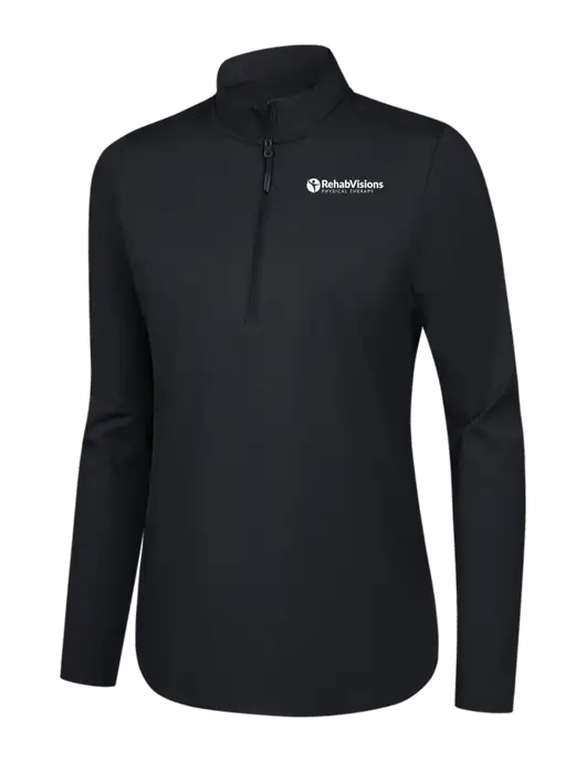  Womens Black C-FREE Double Knit 1/4-Zip w/RV Physical Therapy Logo