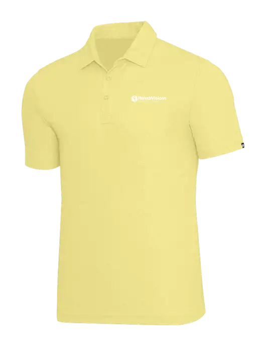 TravisMathew Light Yellow Heather Oceanside Polo w/RV Physical Therapy Logo