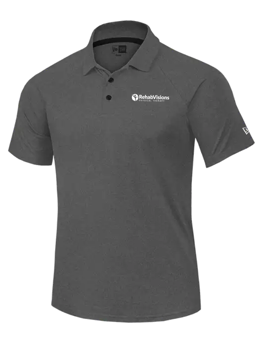 New Era Dark Grey Heather Power Polo w/RV Physical Therapy Logo