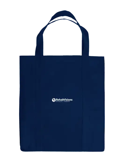 Eco Reusable Jumbo Navy Blue Shopping Bag w/RV Physical Therapy Logo