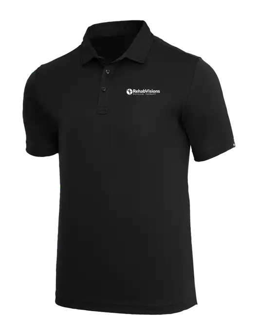 TravisMathew Black Coto Performance Polo w/RV Physical Therapy Logo