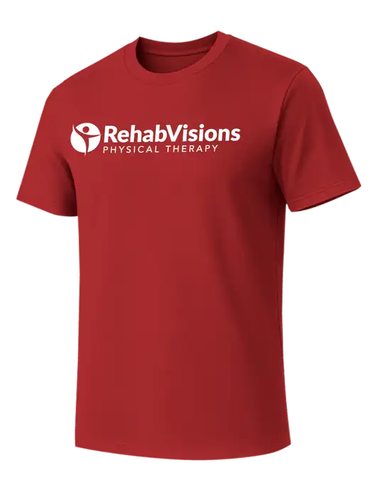 Allmade Revolution Red Organic Cotton Tee w/RV Physical Therapy Logo