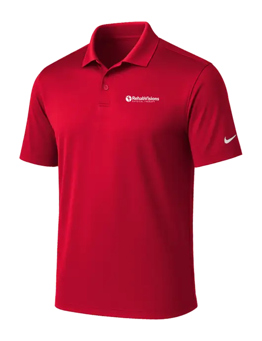NIKE Red Victory Solid Polo w/RV Physical Therapy Logo