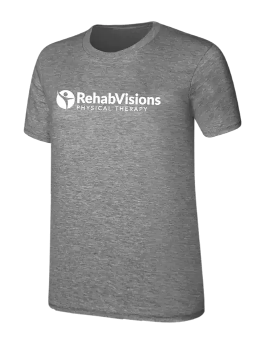 Womens Ring Spun Light Grey Heather 4.5 oz T-Shirt w/RV Physical Therapy Logo