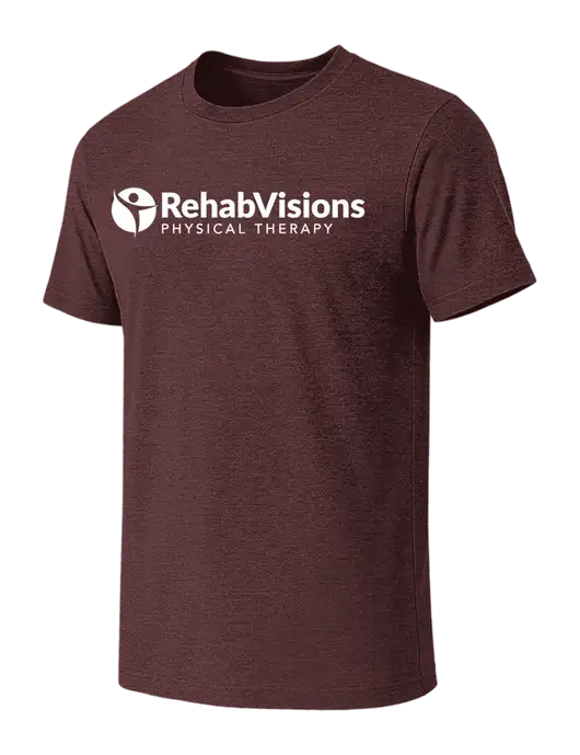 BELLA+CANVAS Heather Maroon CVC Short Sleeve Tee w/RV Physical Therapy Logo