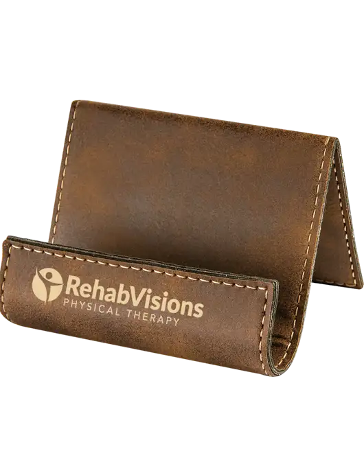 Rustic Leatherette Card & Phone Holder w/RV Physical Therapy Logo