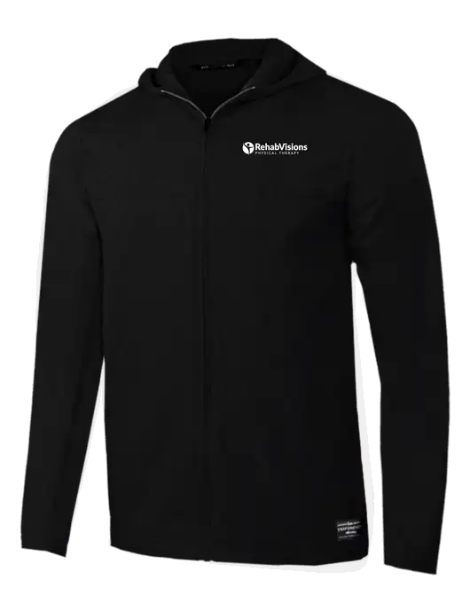 TravisMathew Black Balboa Hooded Full-Zip Jacket w/RV Physical Therapy Logo