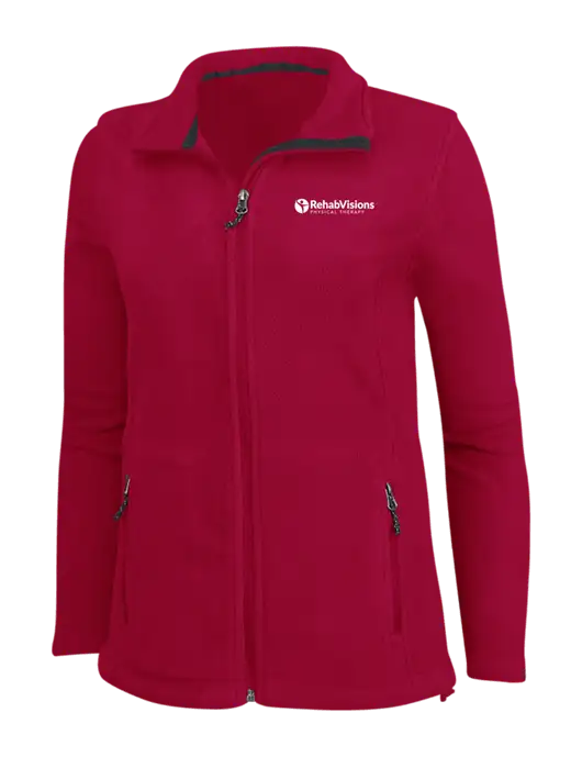 Womens Red Fleece Jacket w/RV Physical Therapy Logo