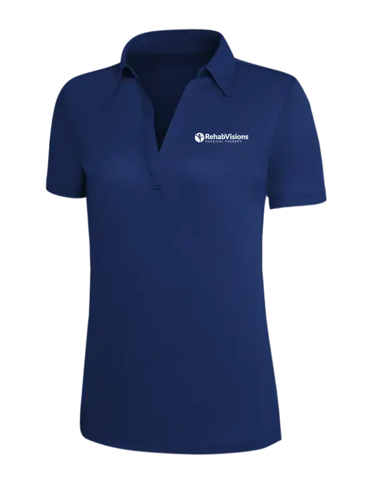 Dark Royal Silk Touch Womens Performance Polo w/RV Physical Therapy Logo