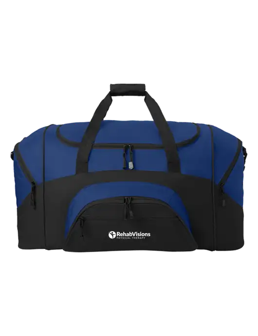 Standard Colorblock Royal/Black Sport Duffel w/RV Physical Therapy Logo