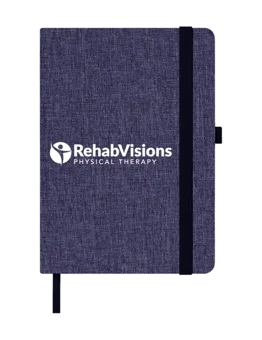 Twill Navy Heathered 5 x 7 Journal w/RV Physical Therapy Logo