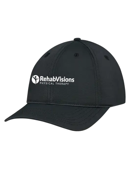 Black Nylon Twill Performance Cap w/RV Physical Therapy Logo