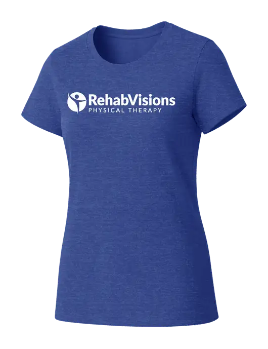 Womens Seriously Soft Royal Frost T-Shirt w/RV Physical Therapy Logo