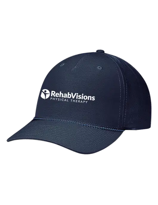 Richardson Laser Perf Performance Dark Navy/Navy-Grey-Blue Rope Cap w/RV Physical Therapy Logo