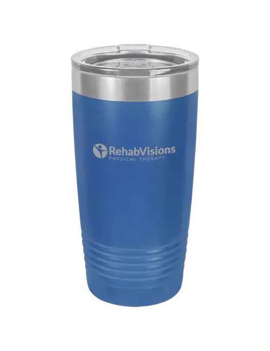 Polar Camel 20 oz Powder Coated Royal Vacuum Insulated Tumbler w/RV Physical Therapy Logo