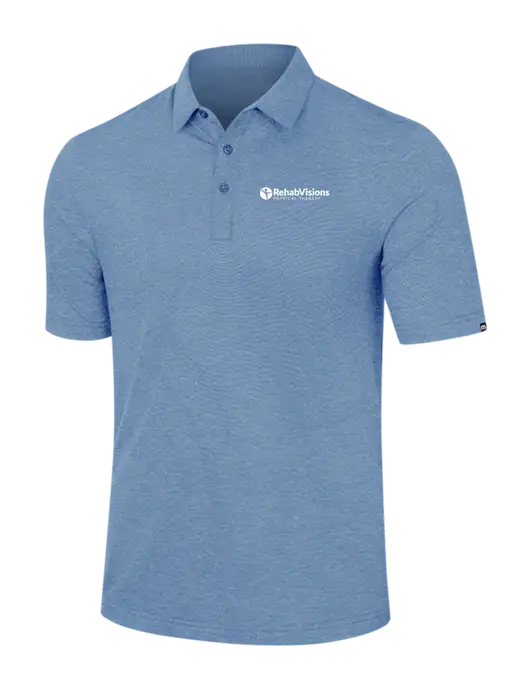 TravisMathew Light Blue Heather Sunnyvale Polo w/RV Physical Therapy Logo