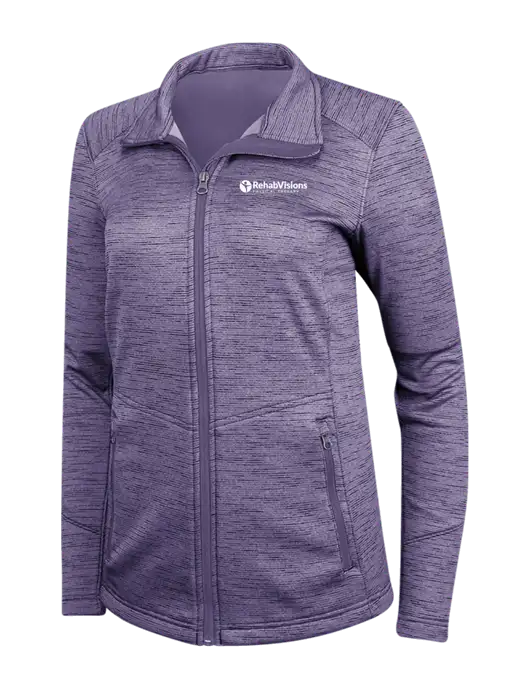 Purple Womens Digi Stripe Fleece Jacket w/RV Physical Therapy Logo