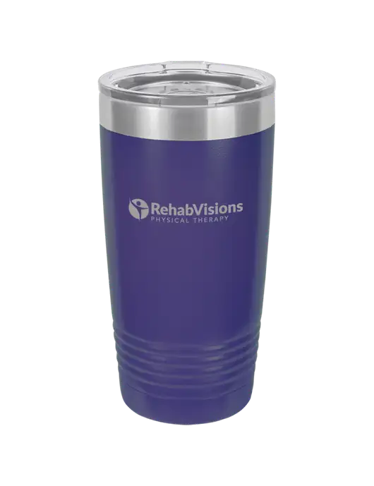 Polar Camel 20 oz Powder Coated Purple Vacuum Insulated Tumbler w/RV Physical Therapy Logo