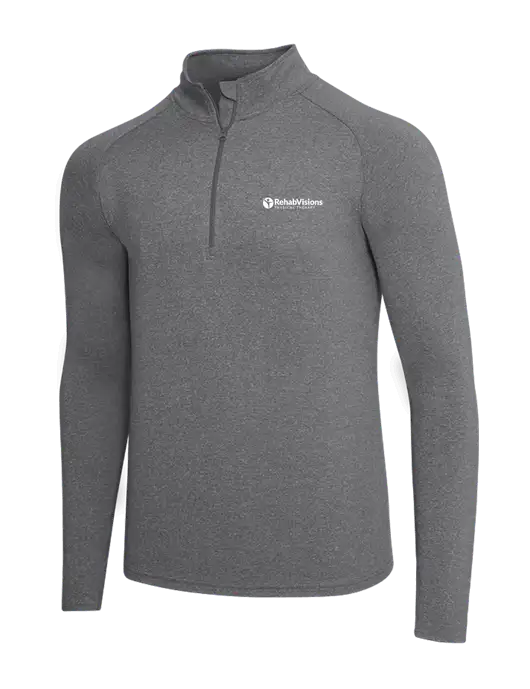 Dark Grey Heather Sport Wick Stretch 1/4 Zip Pullover w/RV Physical Therapy Logo