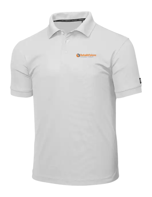 OGIO Bright White Caliber 2.0 Polo w/RV Physical Therapy Logo