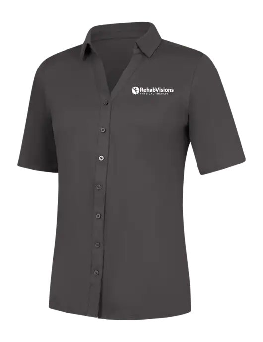 Womens Dark Grey City Stretch Top w/RV Physical Therapy Logo