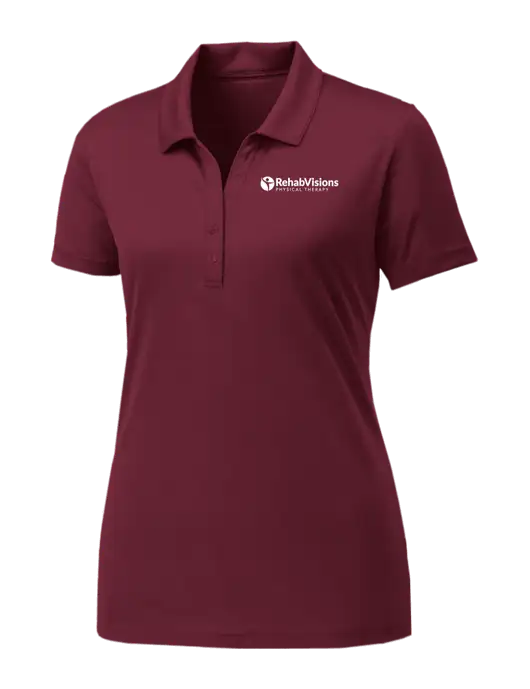 Womens Maroon PosiCharge Competitor Polo w/RV Physical Therapy Logo