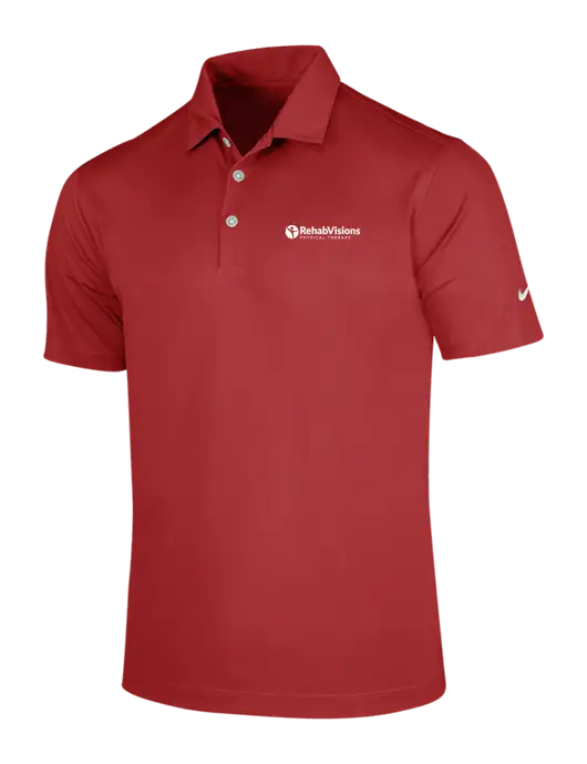 NIKE Red Dri-Fit Vertical Mesh Polo w/RV Physical Therapy Logo