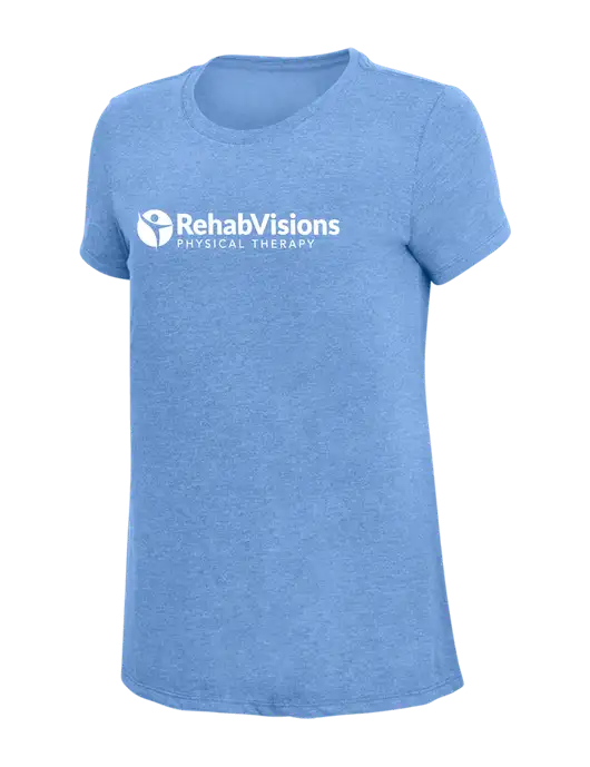 Womens Simply Soft Maritime Frost 4.5oz Poly/Combed Ring Spun Cotton T-Shirt
 w/RV Physical Therapy Logo
