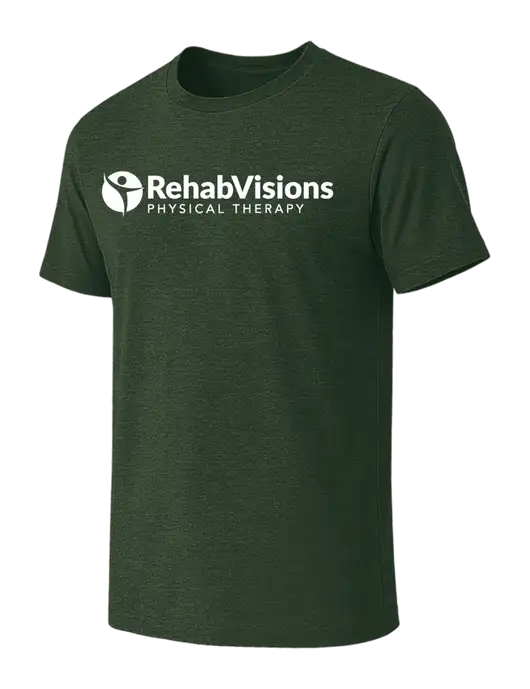 BELLA+CANVAS Heather Forest CVC Short Sleeve Tee w/RV Physical Therapy Logo