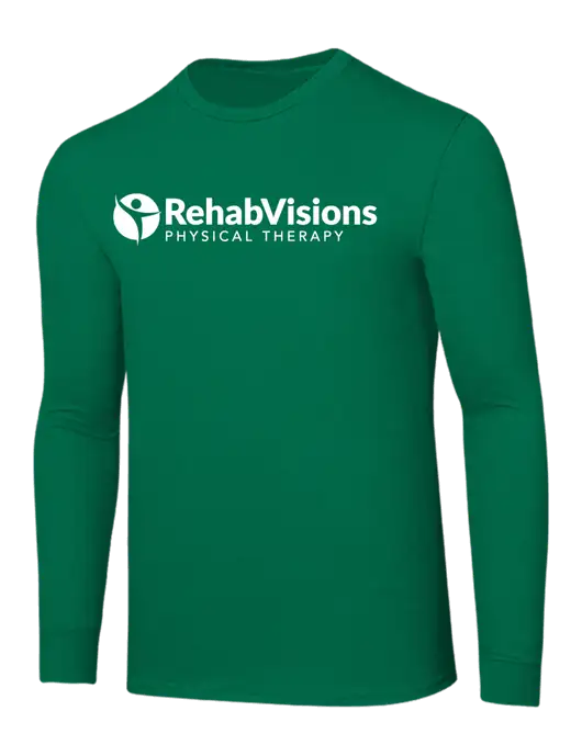 Core Blend Kelly Green Long Sleeve Tee w/RV Physical Therapy Logo