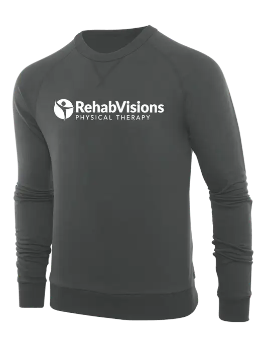 Allmade Charcoal Grey Organic French Terry Crewneck Sweatshirt w/RV Physical Therapy Logo
