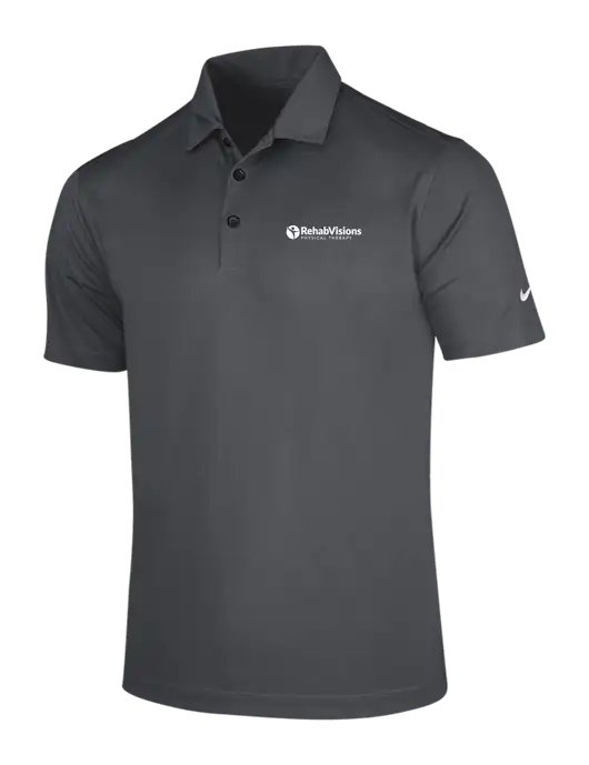 NIKE Dark Grey Dri-Fit Vertical Mesh Polo w/RV Physical Therapy Logo