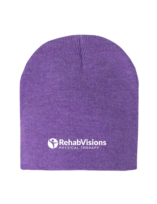 Purple Heather Element Knit Beanie w/RV Physical Therapy Logo
