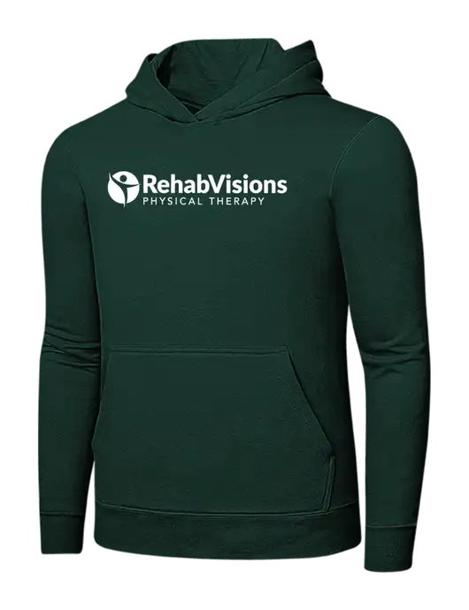 Dark Green 7.8 oz Ring Spun Hooded Sweatshirt w/RV Physical Therapy Logo