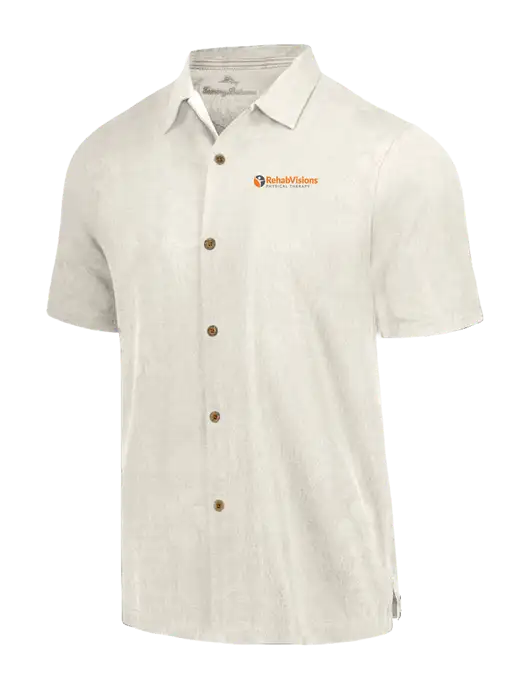 Tommy Bahama Ivory Tropic Isles Short Sleeve Shirt w/RV Physical Therapy Logo