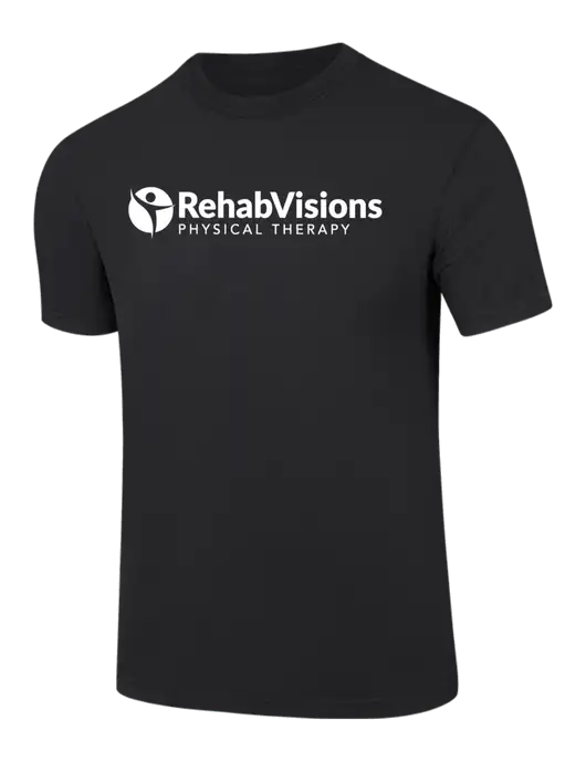 Comfort Colors 6.1 oz Black Heavyweight Ring Spun T-Shirt w/RV Physical Therapy Logo