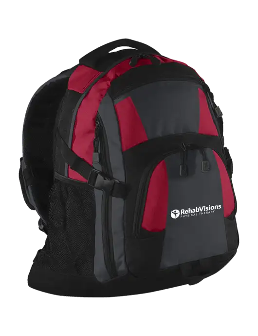 Urban Red/Grey/Black Laptop Backpack w/RV Physical Therapy Logo