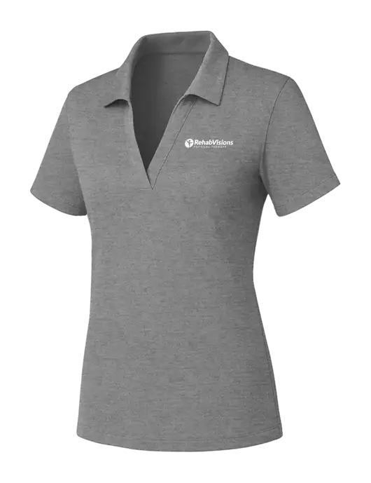 Womens Medium Grey Heather PosiCharge RacerMesh Polo w/RV Physical Therapy Logo