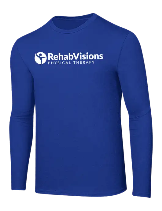 Ring Spun True Royal 4.5 oz Long Sleeve T-Shirt w/RV Physical Therapy Logo