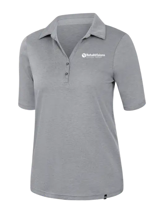 TravisMathew Womens Medium Grey Heather Sunsetters Polo w/RV Physical Therapy Logo