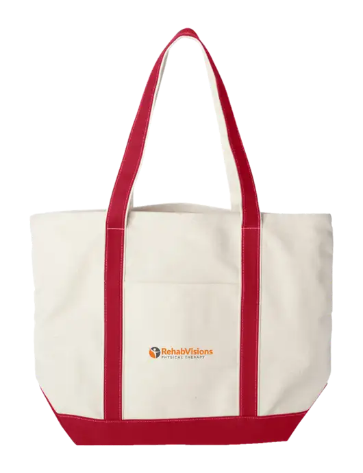 Extra Large Natural/Red Sturdy Canvas Carryall w/RV Physical Therapy Logo