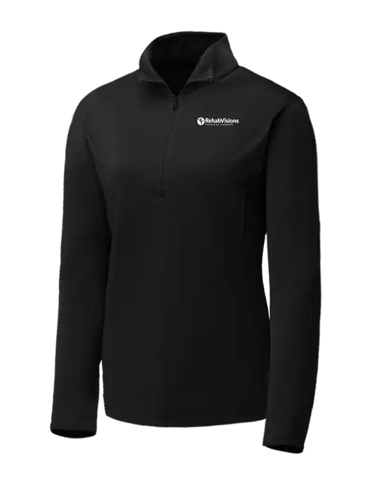 Black Womens Posicharge Competitor ¼ Zip Pullover w/RV Physical Therapy Logo