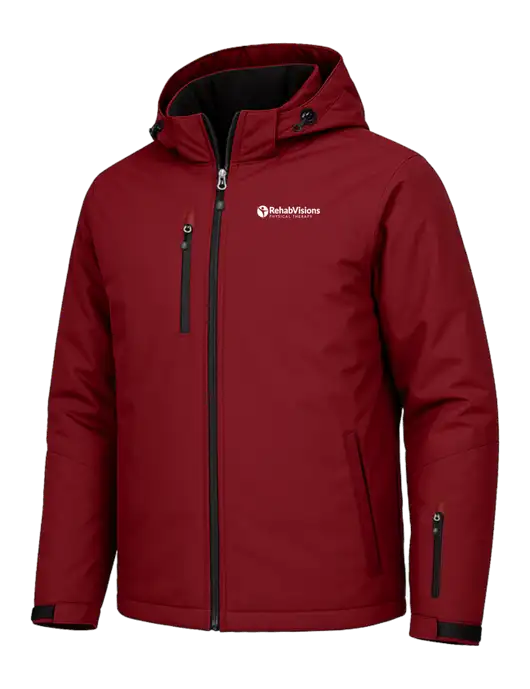 Cold Weather Vortex Red/ Black Waterproof 3-in-1 Jacket with Detachable Hood w/RV Physical Therapy Logo, RV Physical Therapy Logo